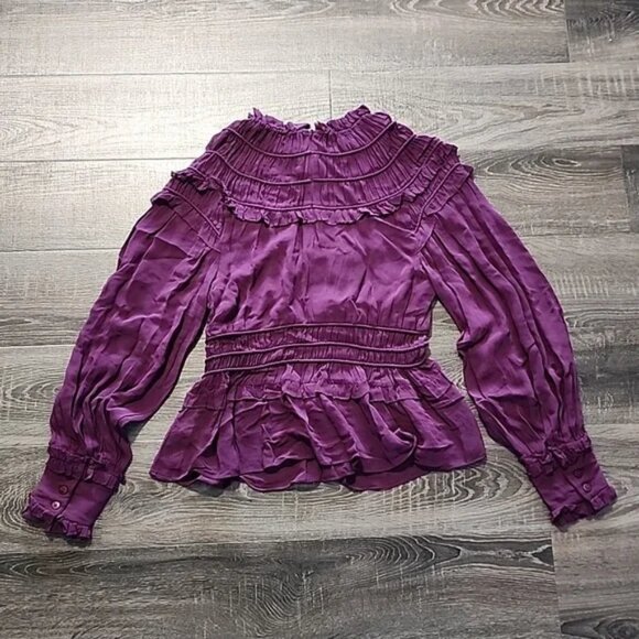 🎉 NEW Farm Rio long sleeve, Ruffle peplum Blouse 🎉 - Picture 5 of 6